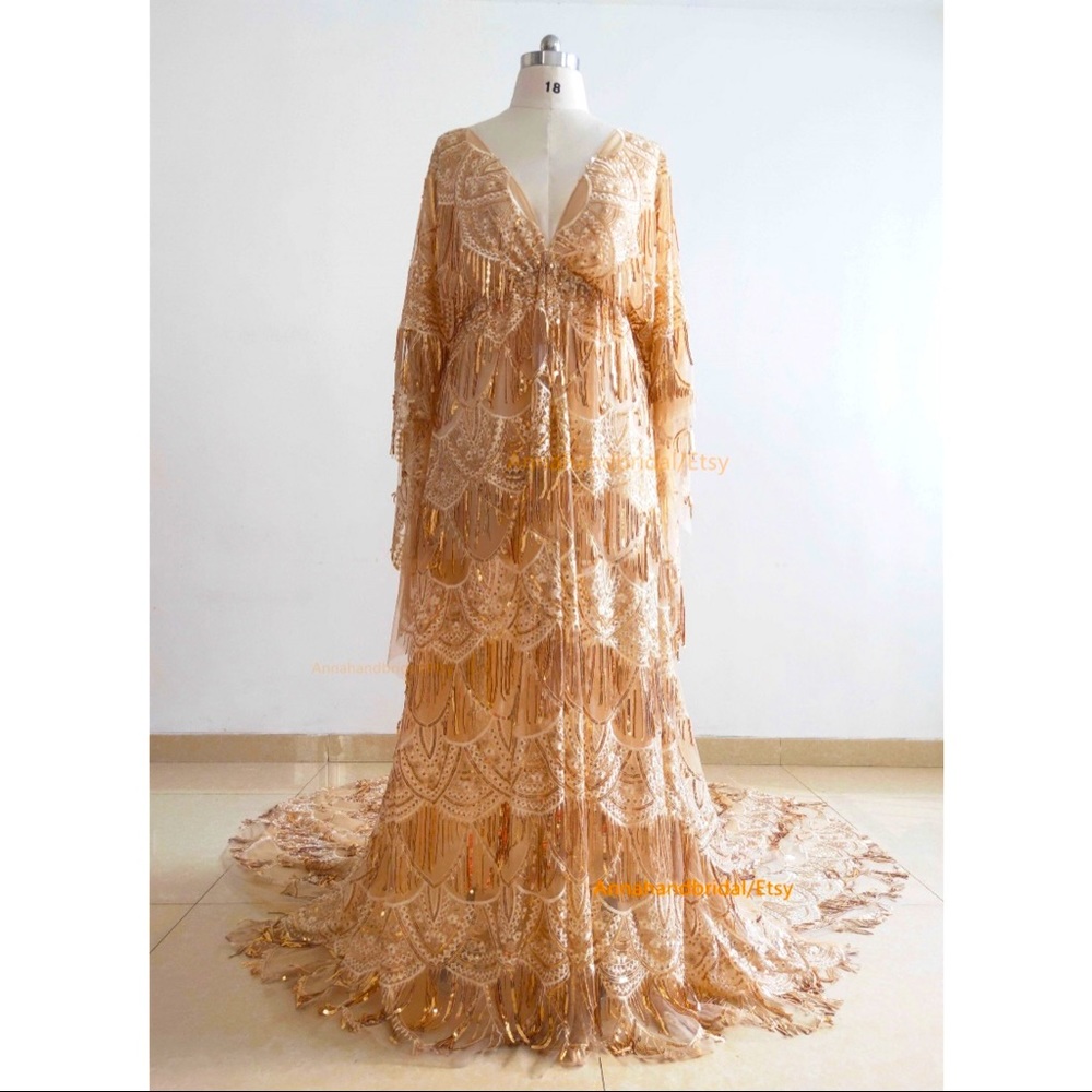 Gold Sequin maternity dress